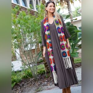 NWT Natural Life Charlotte Knit Tiered Maxi Midi Dress M Espresso